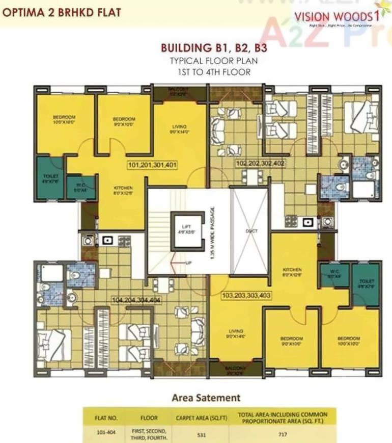 Layout of real estate project Vision Woods located at Jambhul, Pune, Maharashtra