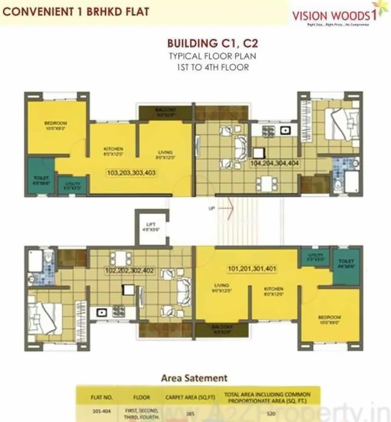 Layout of real estate project Vision Woods located at Jambhul, Pune, Maharashtra
