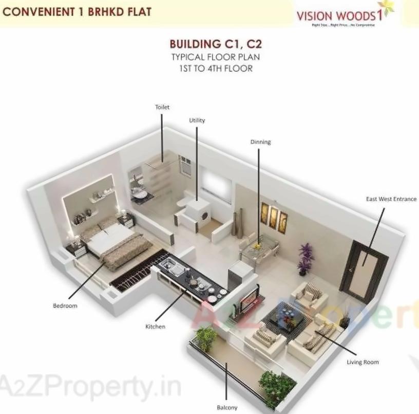 Layout of real estate project Vision Woods located at Jambhul, Pune, Maharashtra