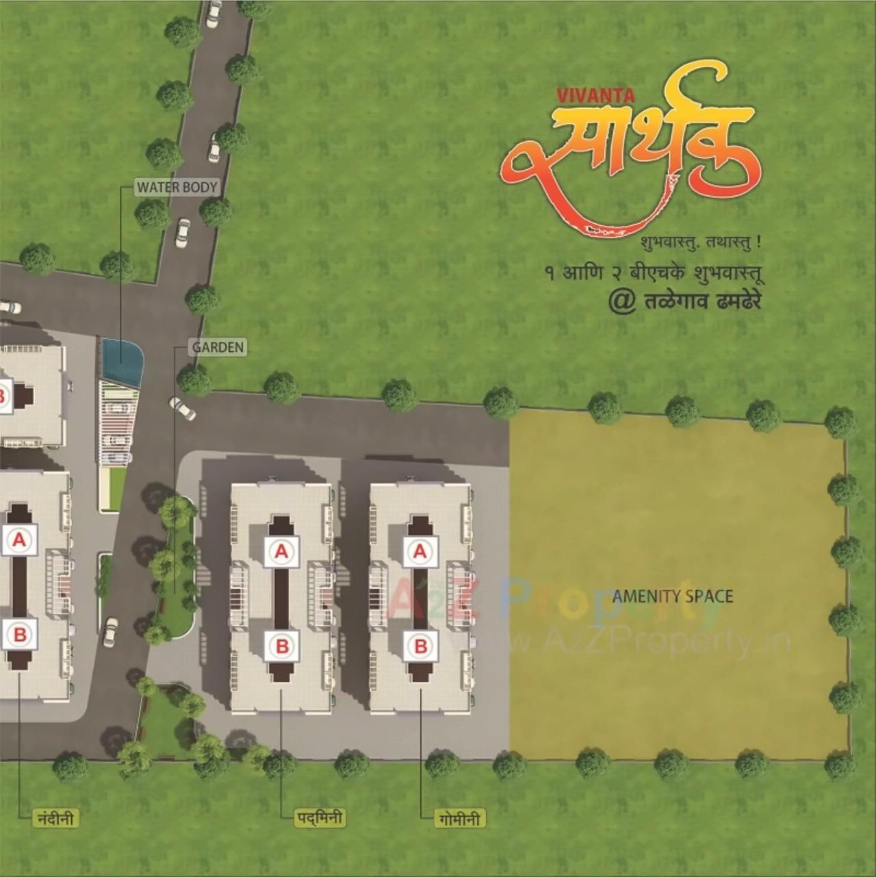 Layout of real estate project Vivanta Sarthak ( A,b   C) located at Talegaon-dhamdhere, Pune, Maharashtra