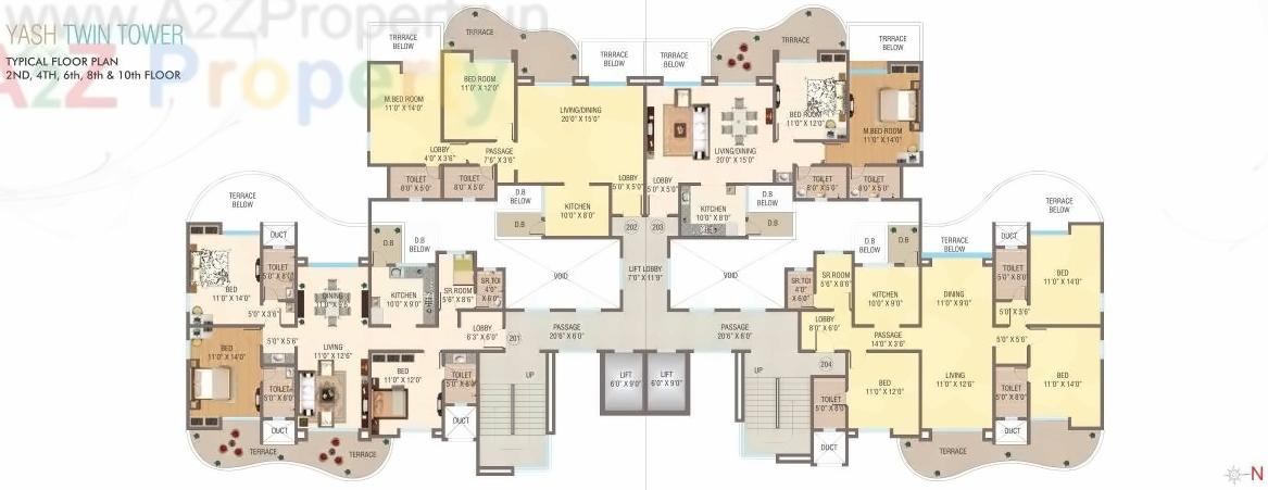 Layout of real estate project Yash Twin Tower located at Baner, Pune, Maharashtra