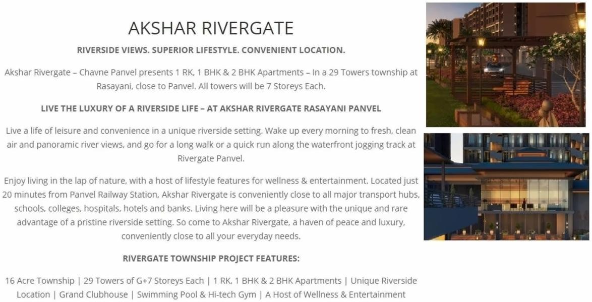  of real estate project Akshar Rivergate   Plot located at Chawane, Raigarh, Maharashtra