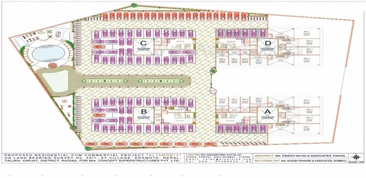 Layout of real estate project Altamonte located at Dhamote, Raigarh, Maharashtra