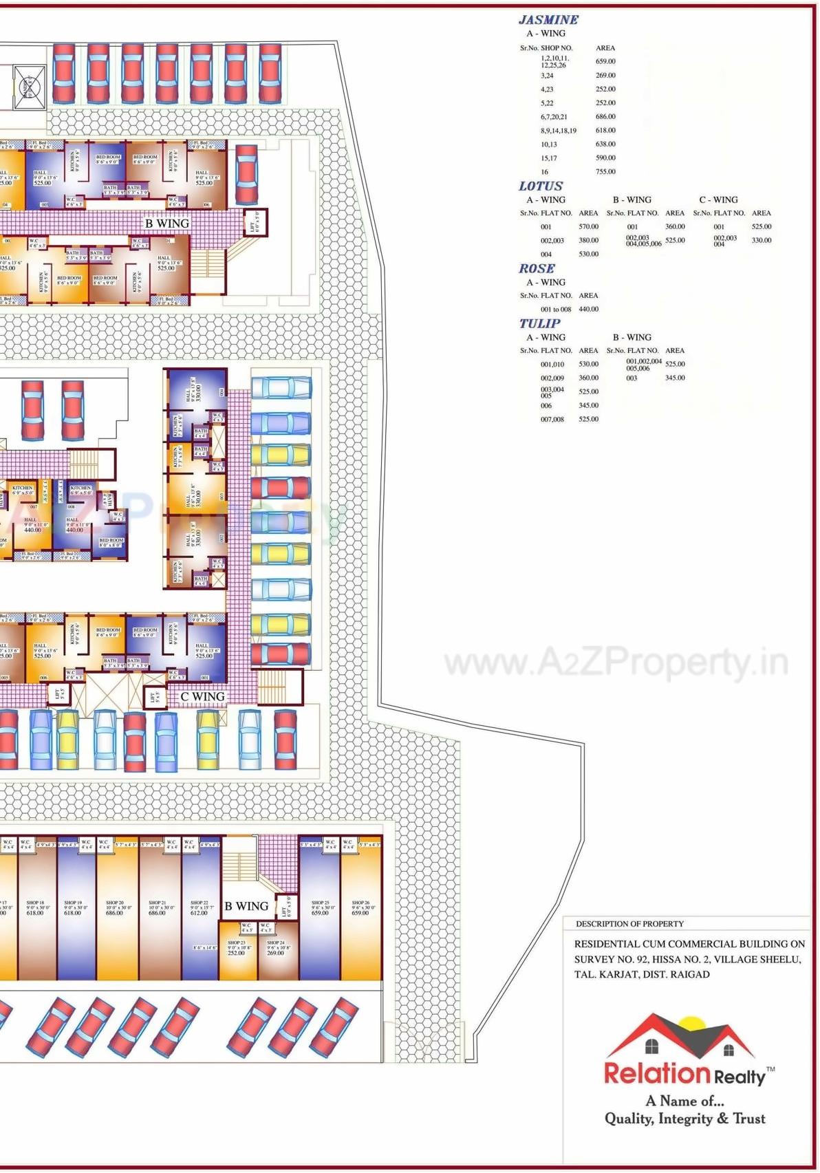 Layout of real estate project Gokuldham located at Shelu, Raigarh, Maharashtra