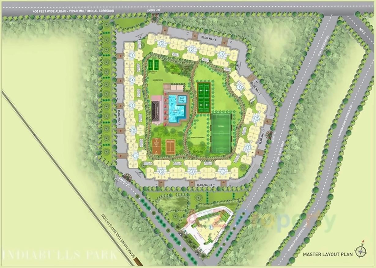 Layout of real estate project Indiabulls Park located at Kon, Raigarh, Maharashtra