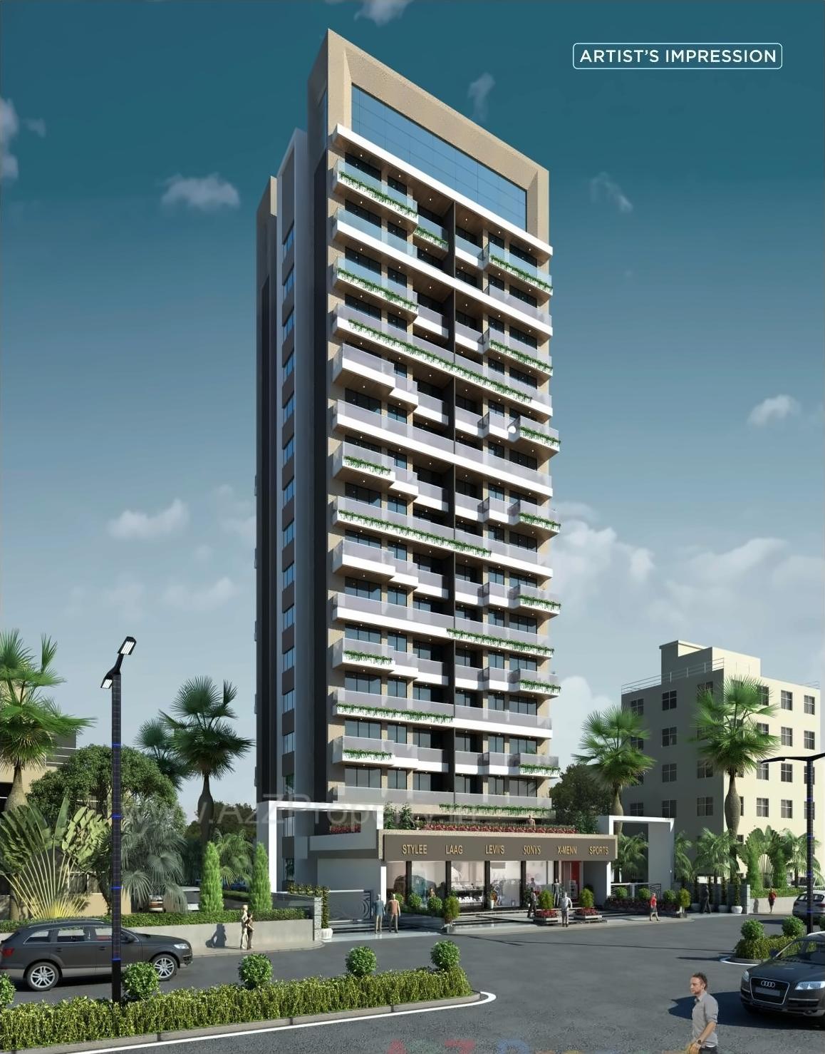 3D Elevation of real estate project Kaamdhenu Celestia located at Bokadvira, Raigarh, Maharashtra