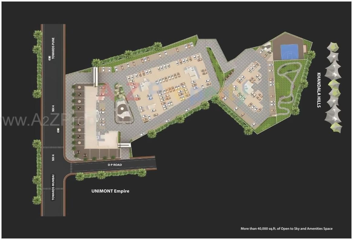 Layout of real estate project Unimont Imperia located at Warose-tarf-wankhal, Raigarh, Maharashtra