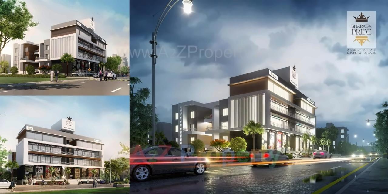 3D Elevation of real estate project Sharada Pride located at Phaltan-m-cl, Satara, Maharashtra
