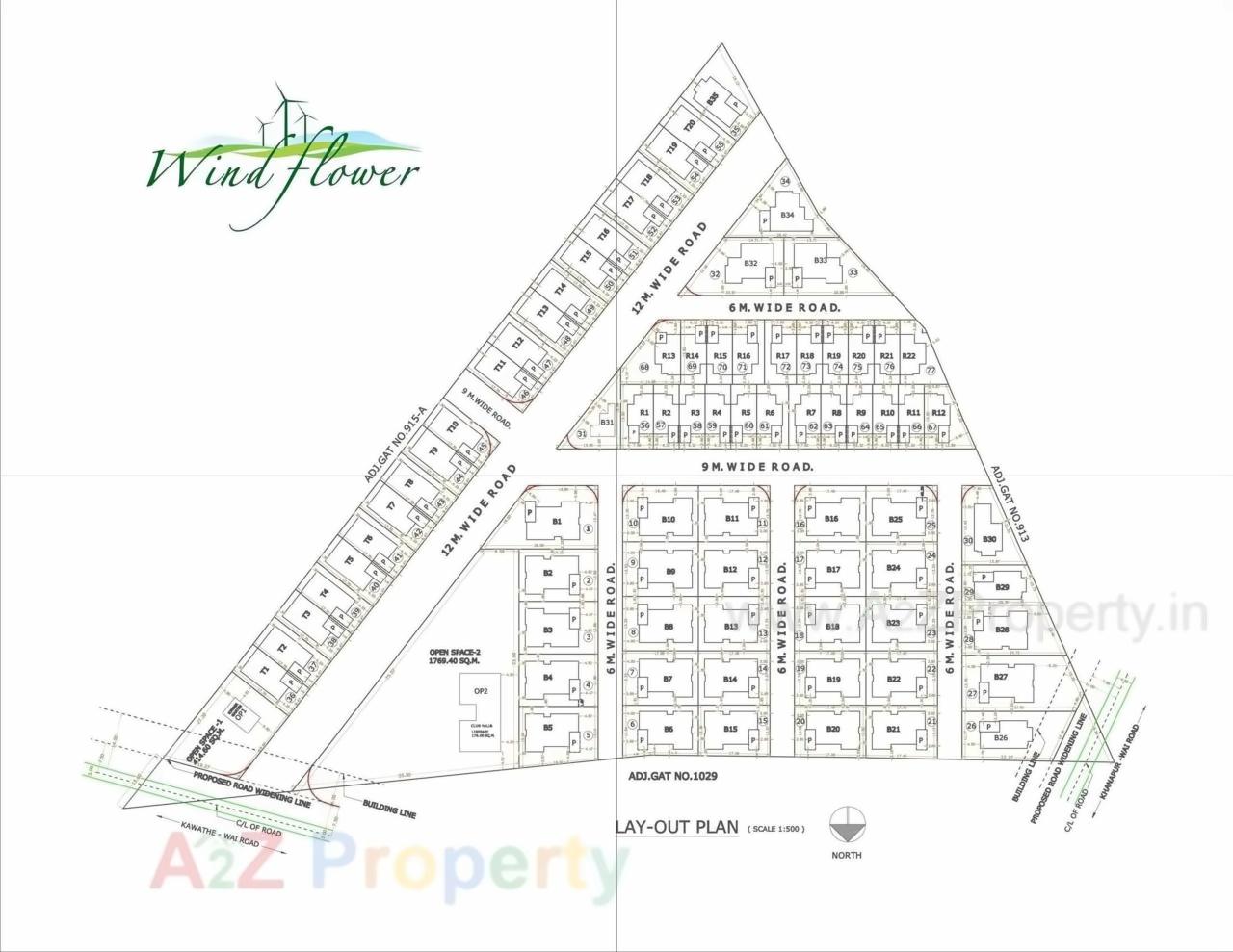 Layout of real estate project Wind Flower located at Kawathe, Satara, Maharashtra