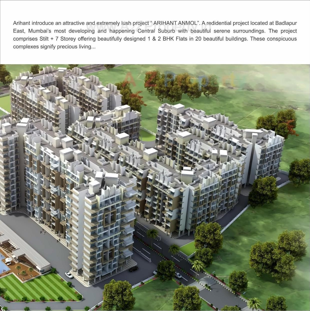3D Elevation of real estate project Arihant Anmol located at Badlapur-m-cl, Thane, Maharashtra