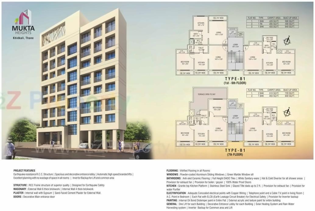 Layout of real estate project B Mukta Heights located at Thane-m-corp, Thane, Maharashtra