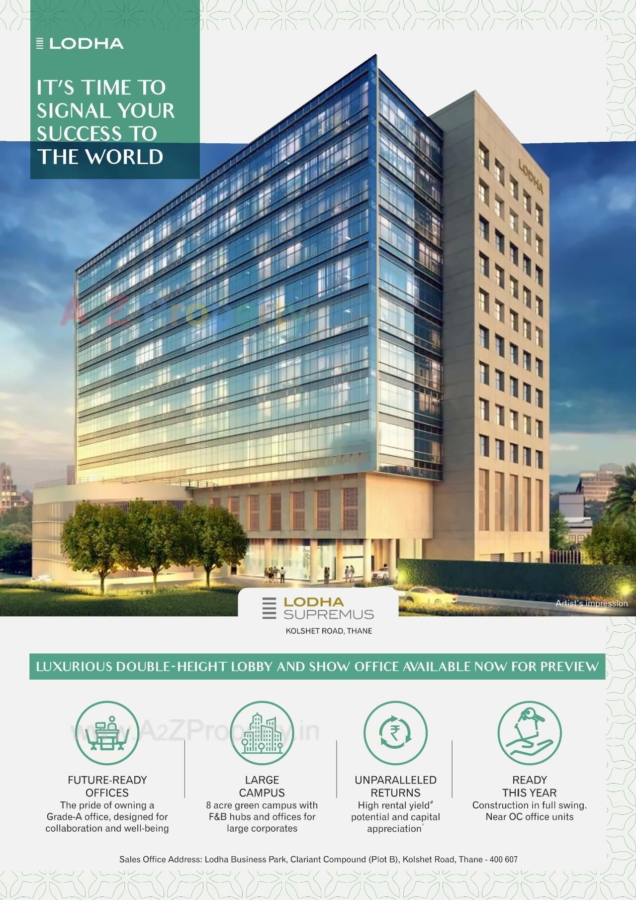 3D Elevation of real estate project Lodha Supremus   Thane, Kolshet located at Thane-m-corp, Thane, Maharashtra