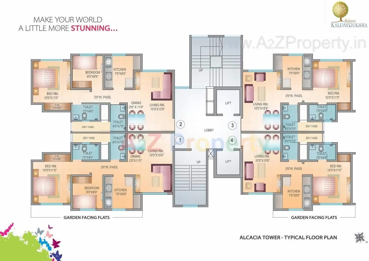 Layout of real estate project Mahavir Kalpavruksha   Oak, Tulip, Alcacia, Almond located at Thane-m-corp, Thane, Maharashtra