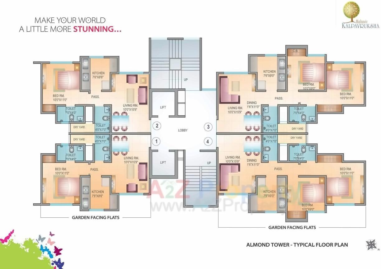 Layout of real estate project Mahavir Kalpavruksha   Oak, Tulip, Alcacia, Almond located at Thane-m-corp, Thane, Maharashtra