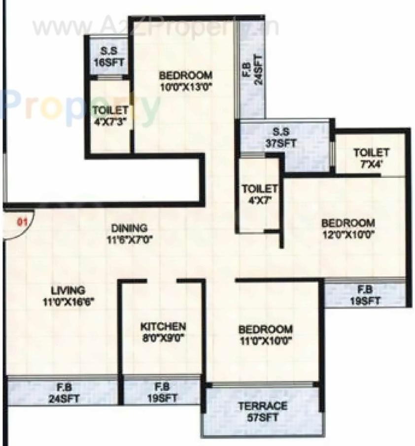 Layout of real estate project Neelkanth Heights located at Thane-m-corp, Thane, Maharashtra