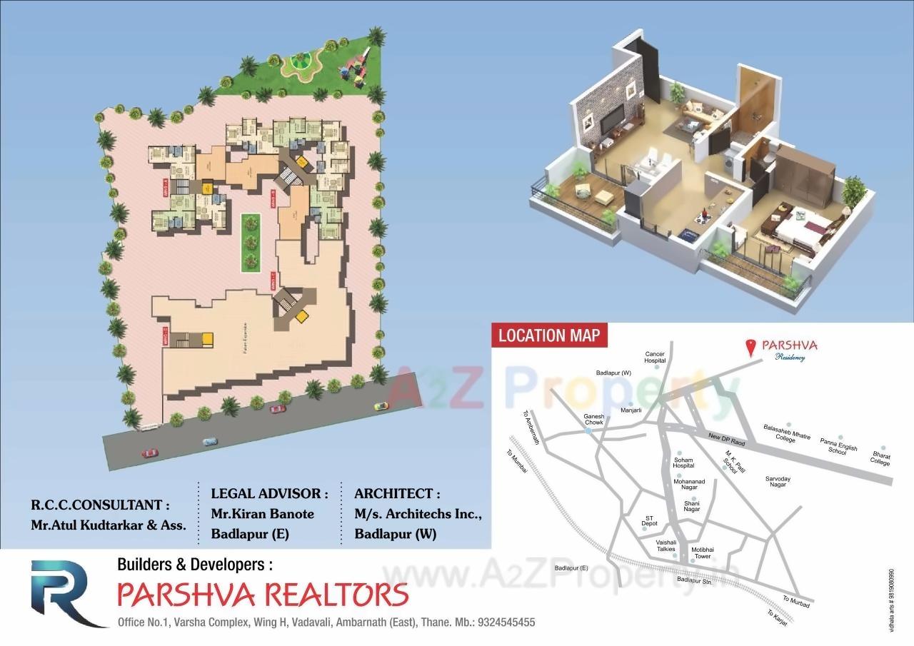 Layout of real estate project Parshva Residency located at Badlapur-m-cl, Thane, Maharashtra