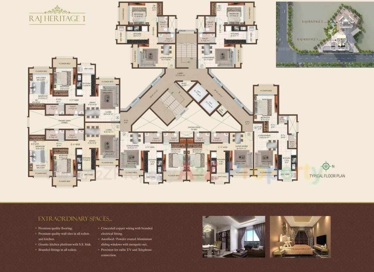 Layout of real estate project Raj Heritage located at Mirabhayandar-m-corp, Thane, Maharashtra