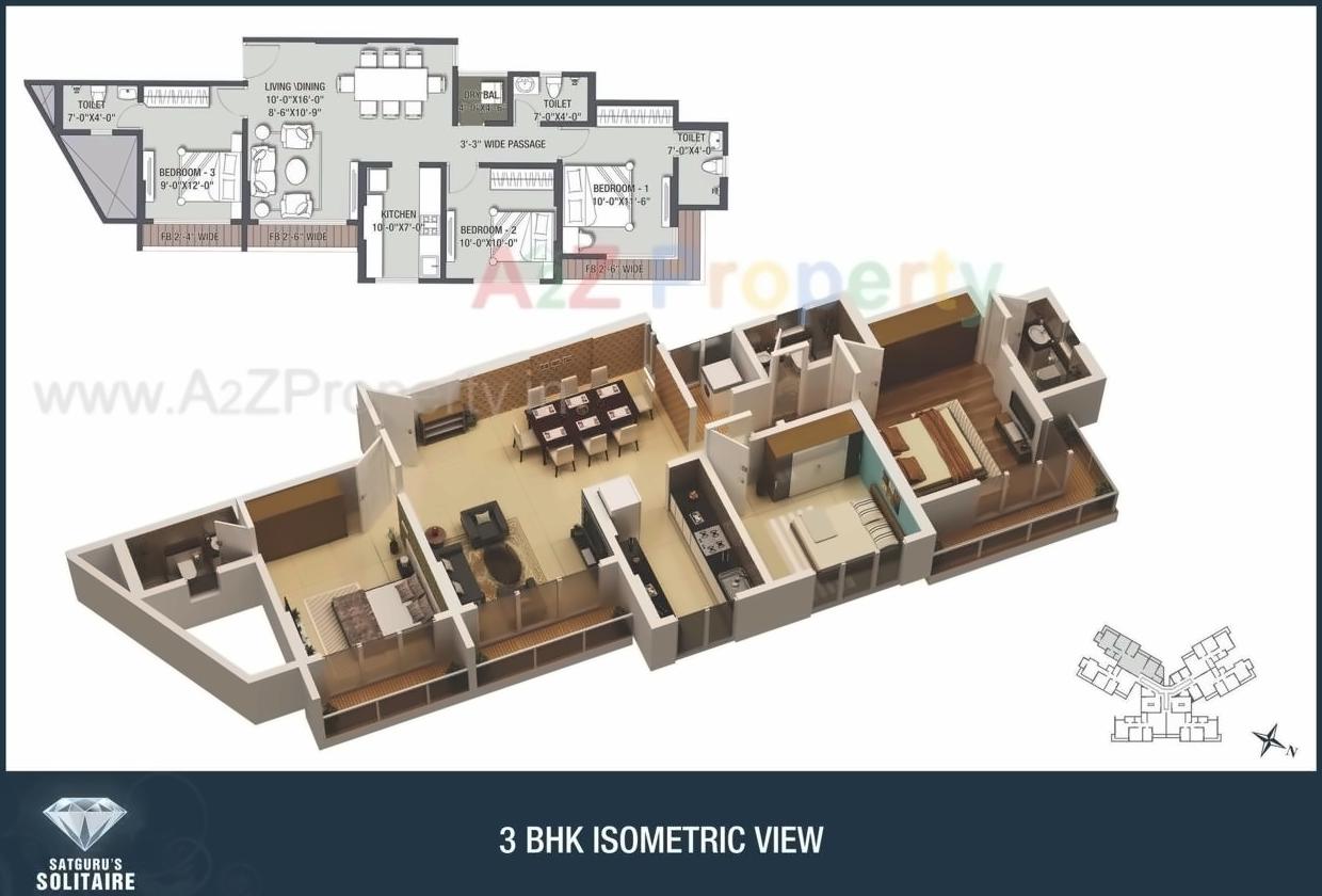 Layout of real estate project Satgurus Solitaire located at Thane-m-corp, Thane, Maharashtra