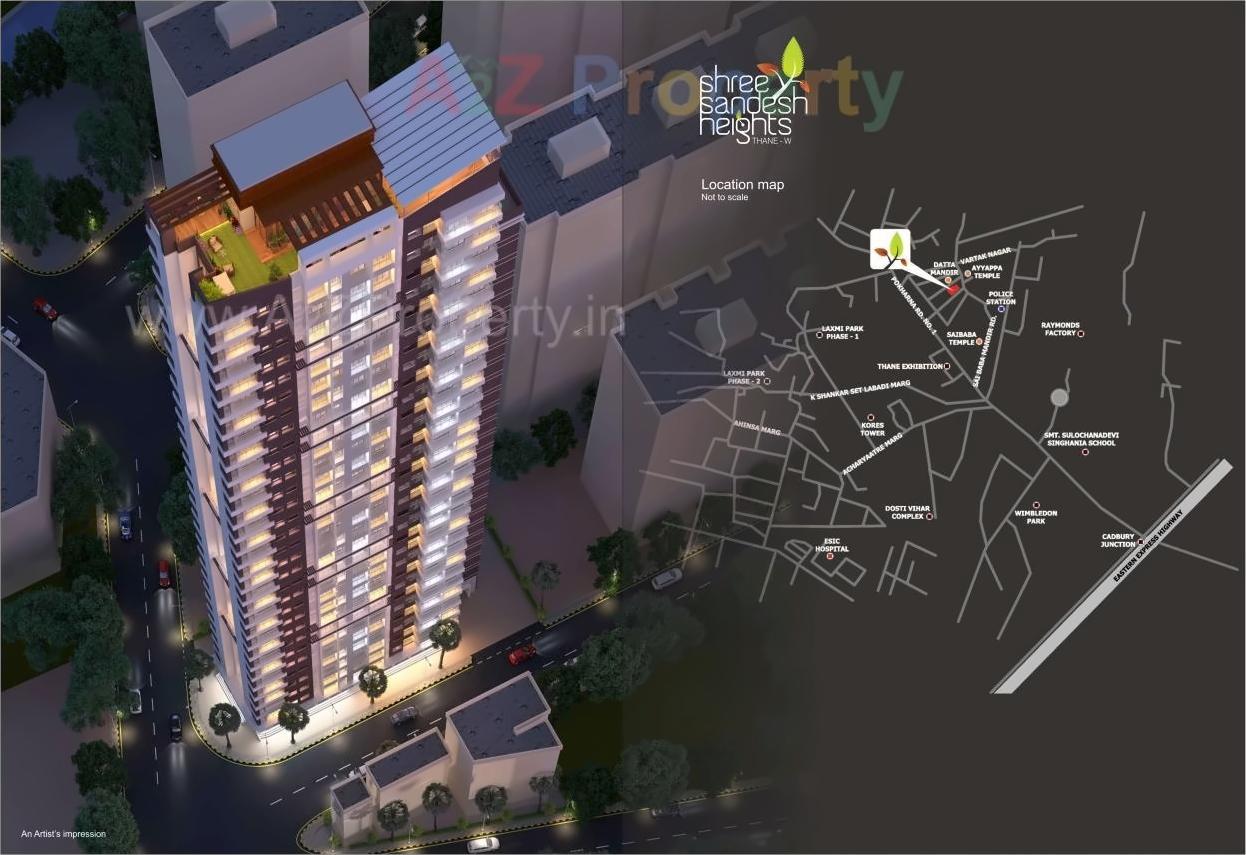 3D Elevation of real estate project Shreesandesh Heights located at Vartaknagar, Thane, Maharashtra