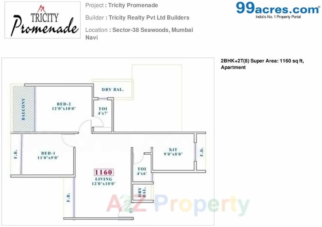 Layout of real estate project Tricity Promenade located at Navi-mumbai-m-corp, Thane, Maharashtra