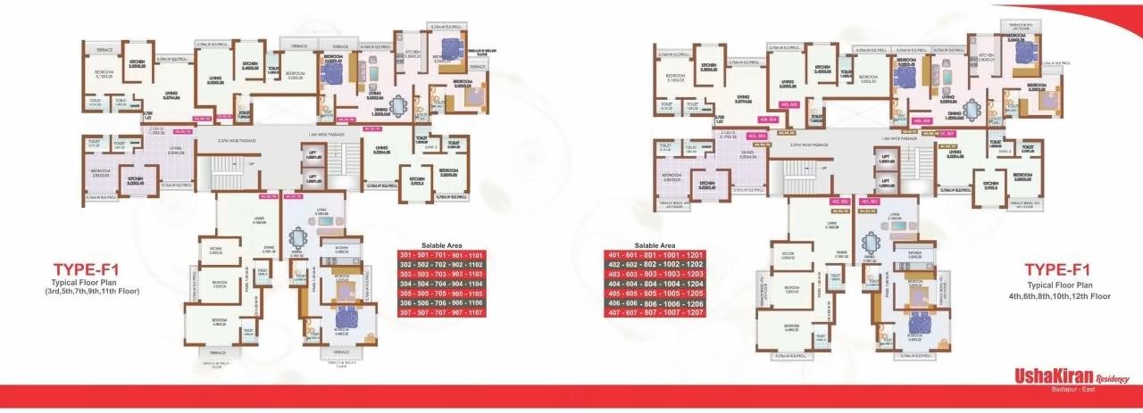 Layout of real estate project Usha Kiran Residency located at Badlapur-m-cl, Thane, Maharashtra
