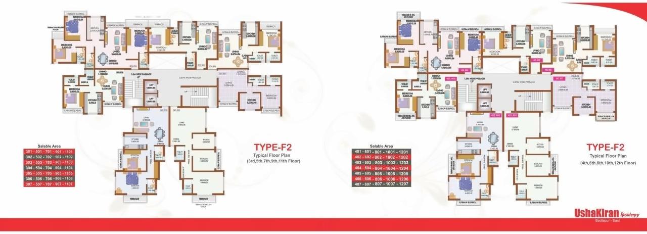 Layout of real estate project Usha Kiran Residency located at Badlapur-m-cl, Thane, Maharashtra
