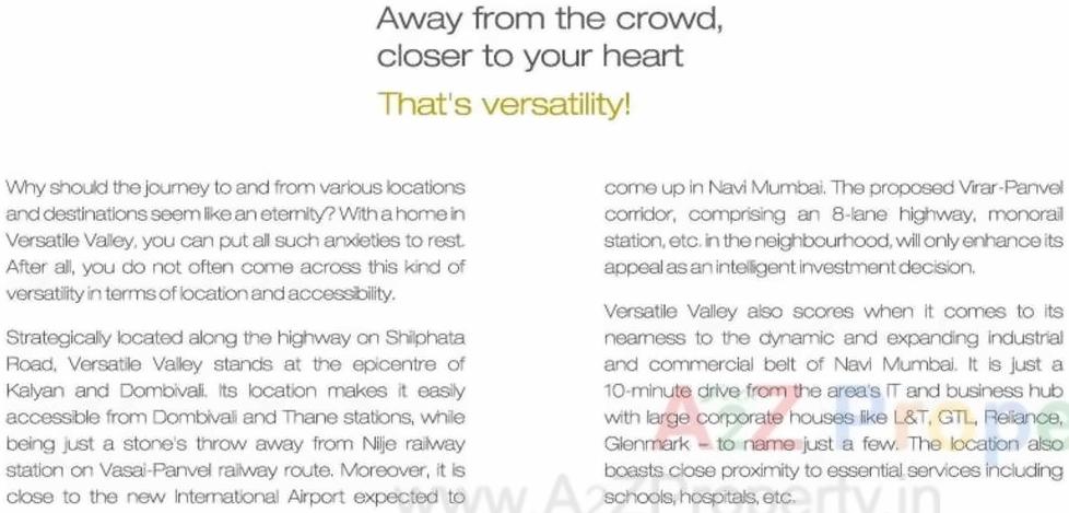  of real estate project Versatile Valley located at Nelje, Thane, Maharashtra